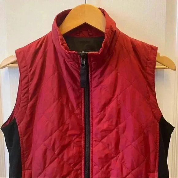 Eddie Bauer Quilted Vest Jacket Coat Red Black Sleeveless Outdoor Hiking XS - Picture 5 of 16